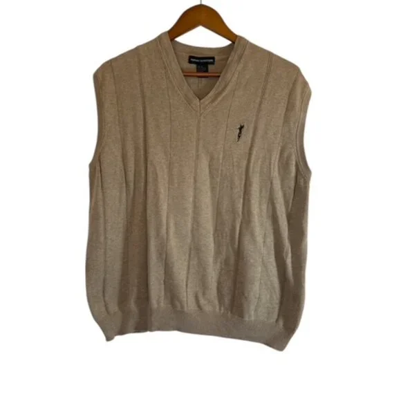 Fairway Outfitter Mens Tan Brown Knit Sleeveless Golf Sweater Vest Sz XL Cotton - Picture 1 of 10
